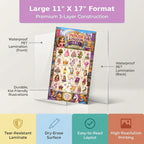 Laminated princess learning poster bundle with first words and search-and-find charts, each with a scannable QR code. — view 3