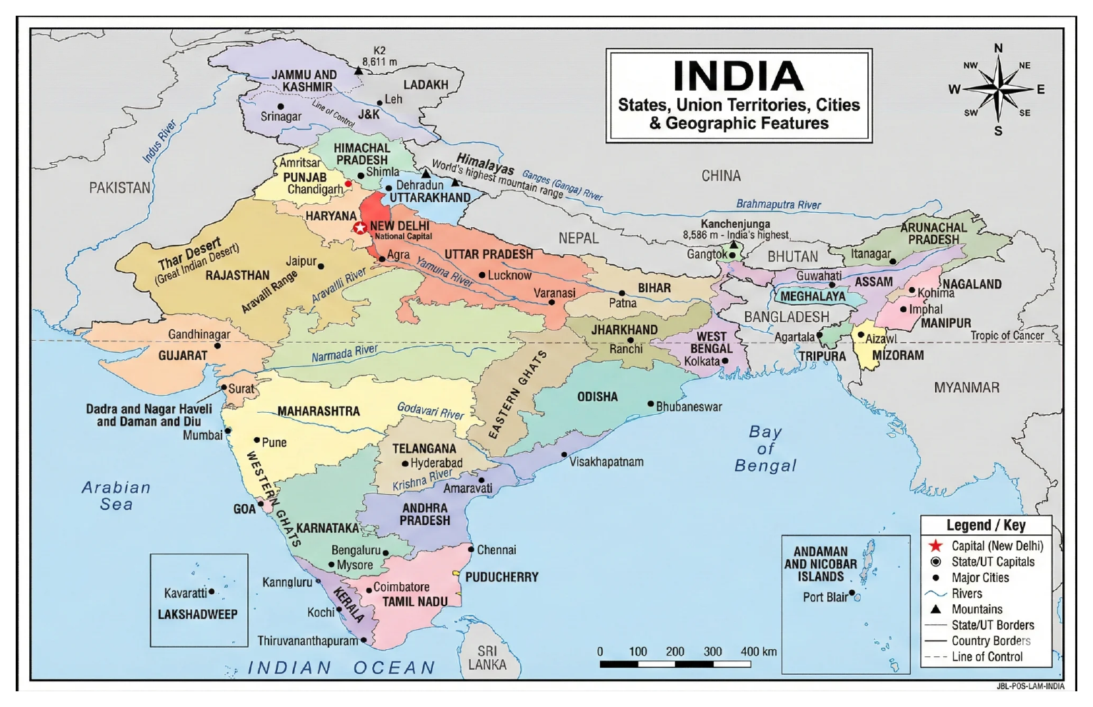 Four laminated Asia map posters for Asia, China, India, and Japan with QR codes for audio lessons. — view 5