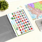 World Map & World Flags Reference Binder Insert (Double-Sided) | Geography Learning Chart for Kids