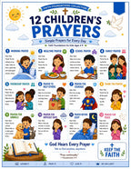 Five laminated faith posters with QR codes for narrated audio lessons: prayers, Bible heroes, Bible stories, values, and — view 4