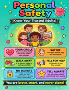 Laminated safety poster set for kids with QR codes for audio lessons on fire, water, playground, germs, first aid, nurse, and — view 7