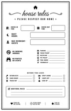 Five laminated house rules posters with QR codes for narrated audio lessons for kids