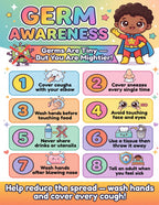 Laminated safety poster set for kids with QR codes for audio lessons on fire, water, playground, germs, first aid, nurse, and — view 8
