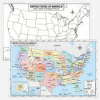 Map of the United States of America with states, capitals, and geographic features labeled.