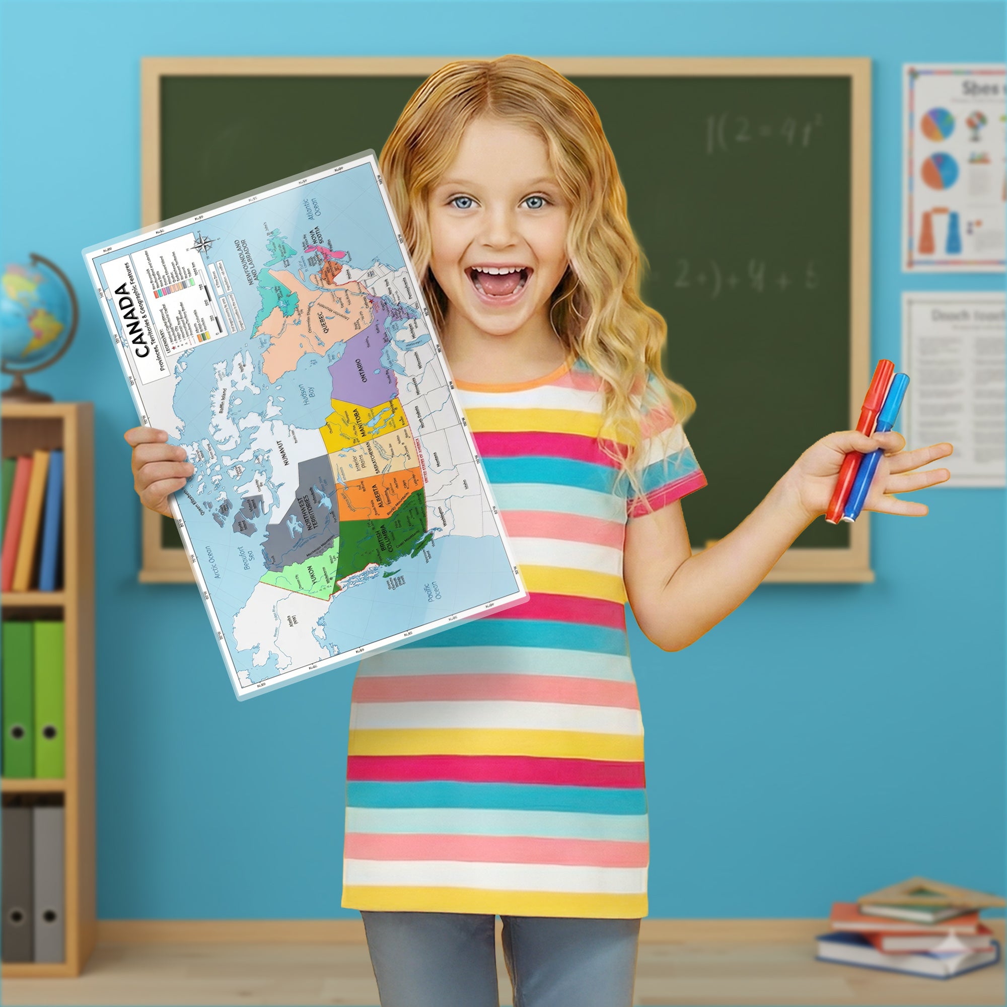 Canada Map | 11×17 Laminated Dry Erase Study Map (Double-Sided) | Geography Learning Chart for Kids