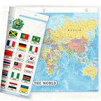 World Map & World Flags Reference Binder Insert (Double-Sided) | Geography Learning Chart for Kids