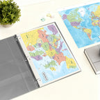 World Map & Europe Map Reference Binder Insert (Double-Sided) | Geography Learning Chart for Kids